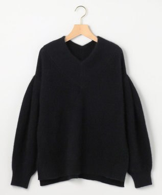 組曲 S フラッフィーファーＶネック ニット ブラック系