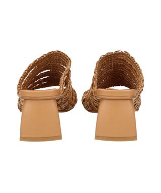 INTER-CHAUSSURES 【ANGEL ALARCON】チャンキーヒールラフィアサンダル ベージュ雑材