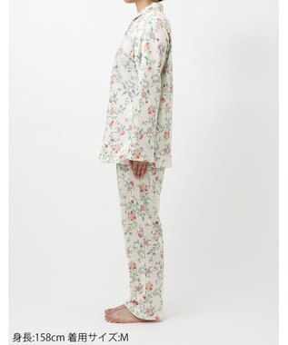 WACOAL パジャマ 長袖 長ズボン 綿混(本体) あったか ミントン 3Lまで対応 大きいサイズ レディース NDW428 /ワコール ホワイト