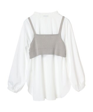 earth music&ecology ＳＥＴ２点ニットビスチェ＋ノーカラーシャツ Off White