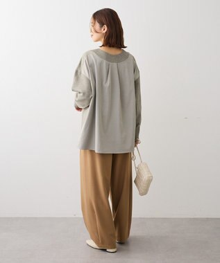 Green Parks 異素材切替ニットチュニック Gray Mixture