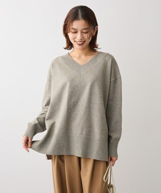 Green Parks 異素材切替ニットチュニック Gray Mixture