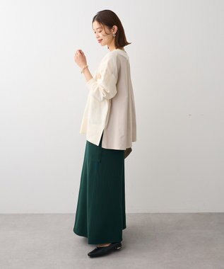 Green Parks 異素材切替ニットチュニック Ecru