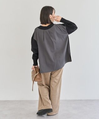 Green Parks 異素材切替ニットチュニック Black