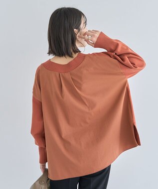 Green Parks 異素材切替ニットチュニック Orange