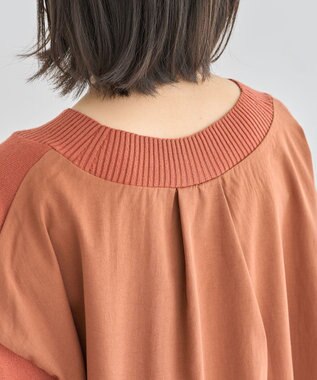 Green Parks 異素材切替ニットチュニック Orange
