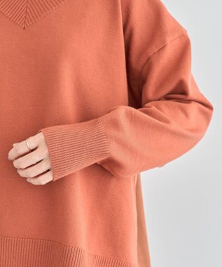 Green Parks 異素材切替ニットチュニック Orange