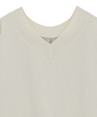 Green Parks 異素材切替ニットチュニック Ecru