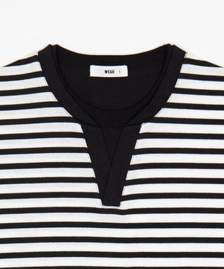 WEGO 【ユニセックス着用ITEM】キーネックフェイクレイヤードT（SS） ブラックボーダー