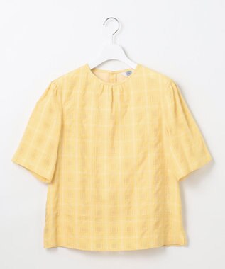 J.PRESS LADIES S 【洗える】SHEER チェック フレアスリーブ ブラウス マリーゴールド系