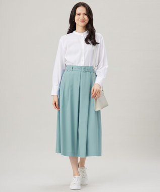 自由区 【洗える】ストレッチライトツイル スカート ライトブルー