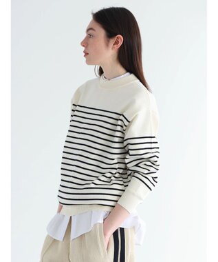 CRAFT STANDARD BOUTIQUE パネルボーダーニットプルオーバー White