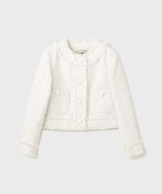 GRACE CONTINENTAL フリンジツイードジャケット ホワイト