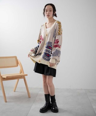 WEGO 【ユニセックス着用ITEM】オーバーフィットドライタッチパターンカーディガン 柄1