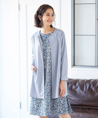  【洗える】大人可愛い衿ギャザーミディアムコート