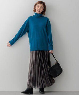 23区 S ホイルプリントプリーツ スカート ダークブラウン系