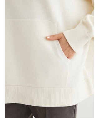 Green Parks スウェット風フード付ニットプルオーバー Ivory
