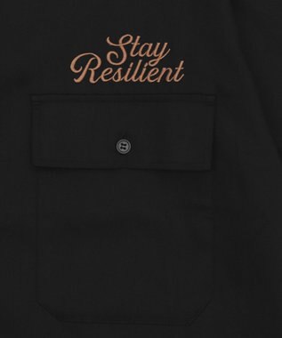 WEGO 【ユニセックス着用ITEM】刺繍ロゴツイルワークシャツ ブラック