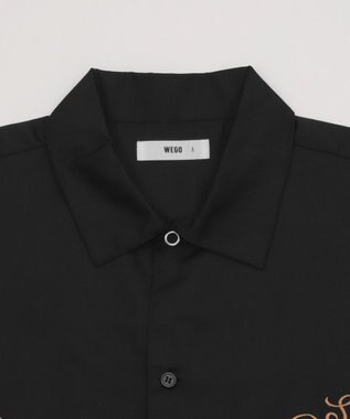WEGO 【ユニセックス着用ITEM】刺繍ロゴツイルワークシャツ ブラック