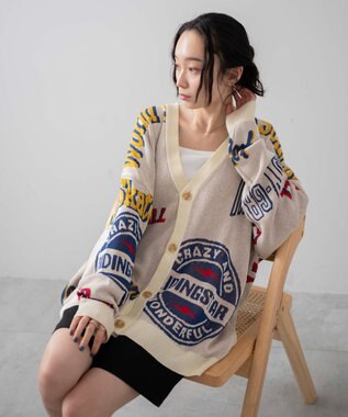 WEGO 【ユニセックス着用ITEM】オーバーフィットドライタッチパターンカーディガン 柄1