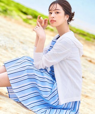 Tiaclasse L 【洗える】 1枚でサマになるマルチボーダーワンピース サックス