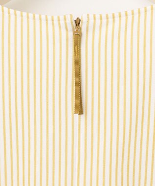 自由区 【洗える】リヨセルコットンストライプ カットソー オフ×ピスタチオ