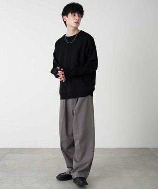 WEGO 【ユニセックス着用ITEM/MLサイズ展開】ミラノリブクルーネックプルオーバー ブラック