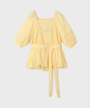 GRACE CONTINENTAL レースコンビピンタックブラウス イエロー