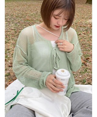 Green Parks ＳＥＴ２点　透かしカーデ＋キャミソール Green