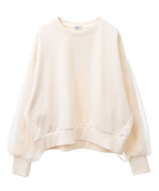 earth music&ecology チュールスリーブスウェット Ivory