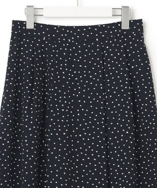 23区 【セットアップ対応/洗える】バックサテンアムンゼン ドットプリント スカート ネイビー×ホワイトドット