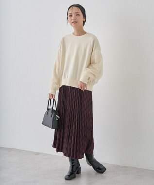 earth music&ecology チュールスリーブスウェット Ivory