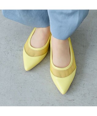 MODE ET JACOMO <carino>【レイン対応】メッシュポインテッドトゥパンプス イエロー