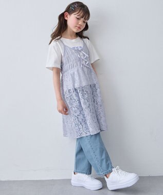 ANY KIDS 【2点セット】Tシャツ×レース キャミソールチュニック ホワイト