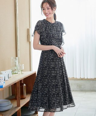 Tiaclasse L 【新色追加】フレアスリーブワンピース ネイビー