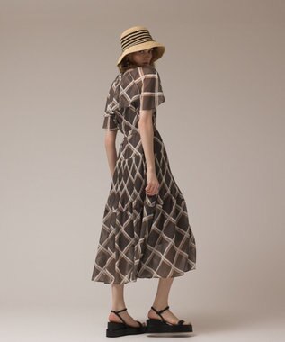 GRACE CONTINENTAL チェックプリントプリーツワンピース ブラウン