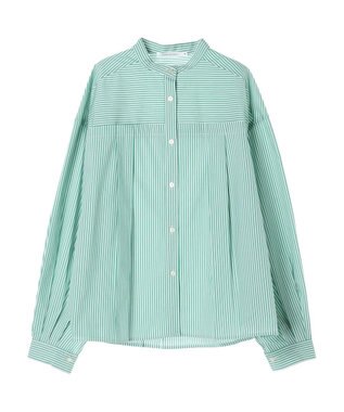 AMERICAN HOLIC イージーケア切替タックワイドシャツ Stripe Green