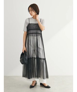 Green Parks ・ＥＬＥＮＣＡＲＥ　ＤＵＥ　２ｗａｙチュールキャミワンピ Black