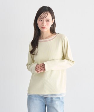 earth music&ecology レイヤード風テレコプルオーバー Yellow