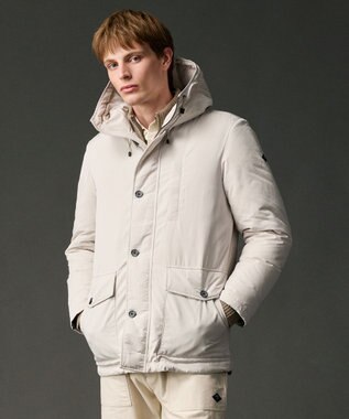 JOSEPH ABBOUD MOUNTAIN 【サスティナブル/ECO撥水/ECOファー/９ポケット】ナイロンピーチダウンコート アイボリー系
