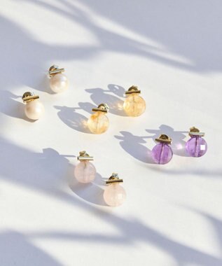 Phoebe 【金属アレルギー対応】パワーストーンバーピアス　シトリン/天然石 イエロー