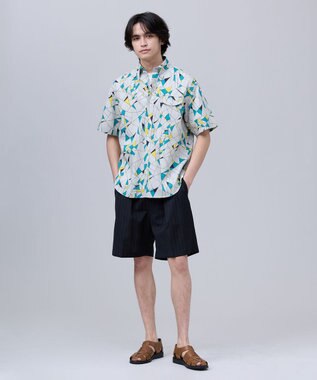 J.PRESS MEN 【J.PRESS ORIGINALS】Vintage Print Half Sleeve Shirt / B.D. / Baggy-Fit ライトグレー系9