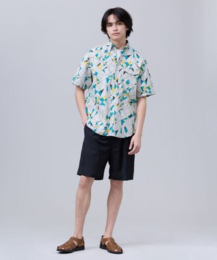 J.PRESS MEN 【J.PRESS ORIGINALS】Vintage Print Half Sleeve Shirt / B.D. / Baggy-Fit ライトグレー系9