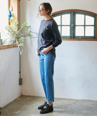 23区 【SLOW】コンパクトシングルジャージー ロゴ Tシャツ モカ系