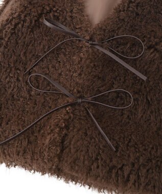 earth music&ecology フェイクファーショートジレ Brown