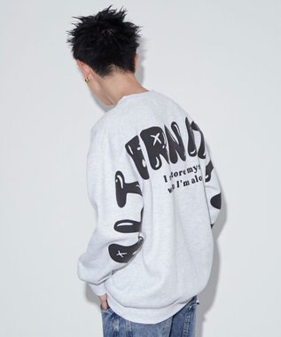 WEGO 【ユニセックス着用ITEM】ストレートラインロゴグラフィックプルオーバー アッシュグレー