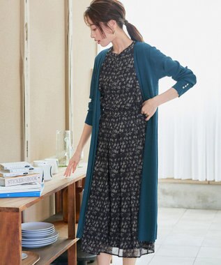 Tiaclasse L 【新色追加】フレアスリーブワンピース ネイビー