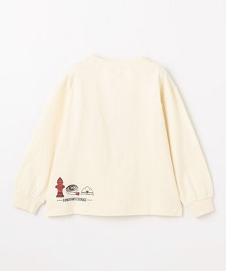 ANY KIDS はたらく車プリント 長袖Tシャツ オフホワイト