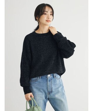 Green Parks ベロアモールニットプルオーバー Black