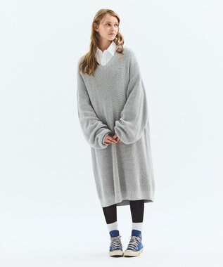 LENO V NECK ONEPIECE　Vネックニットワンピース HEATHER GRAY